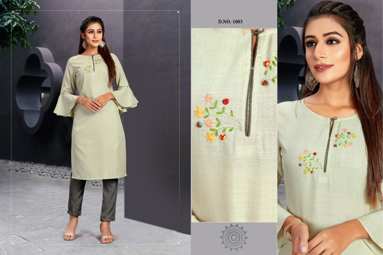 Kd Kinjal Latest Designer Work Casual Wear Cotton Slub Kurtis With Pant Collection 